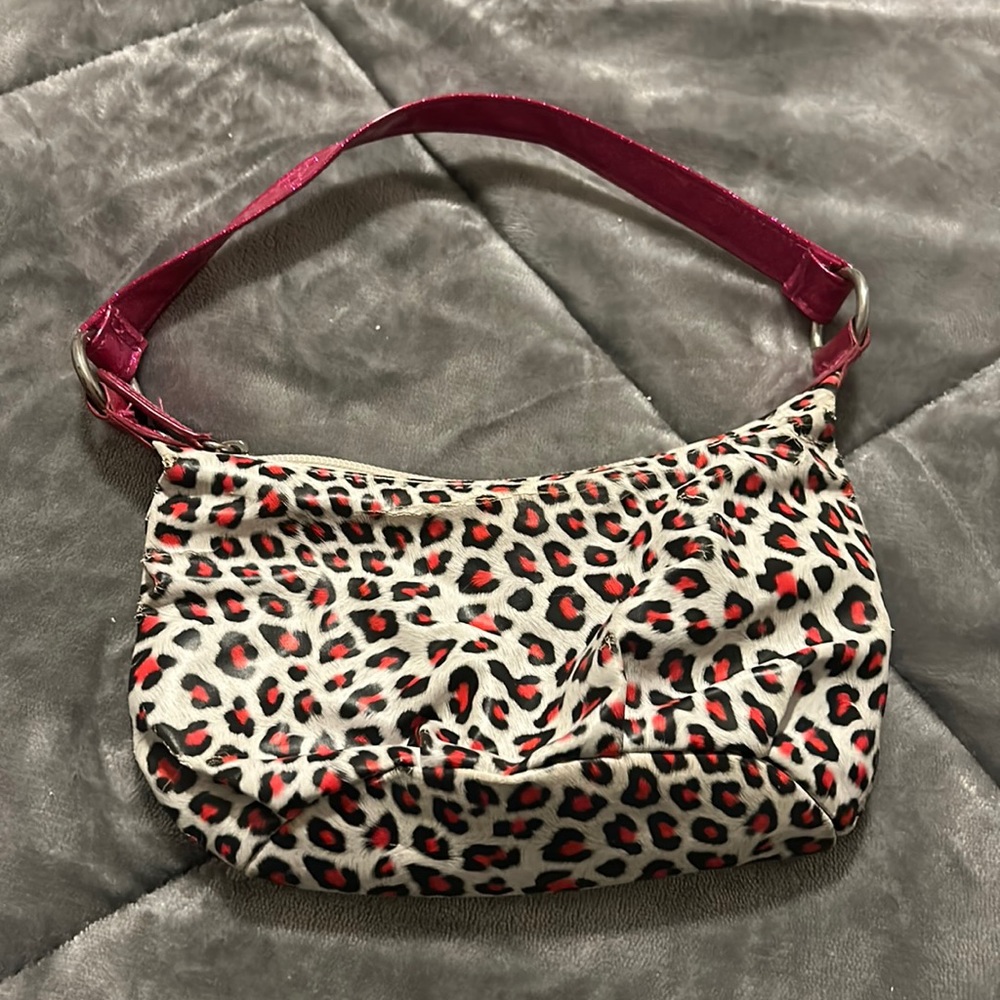 cheetah print pink and white handbag